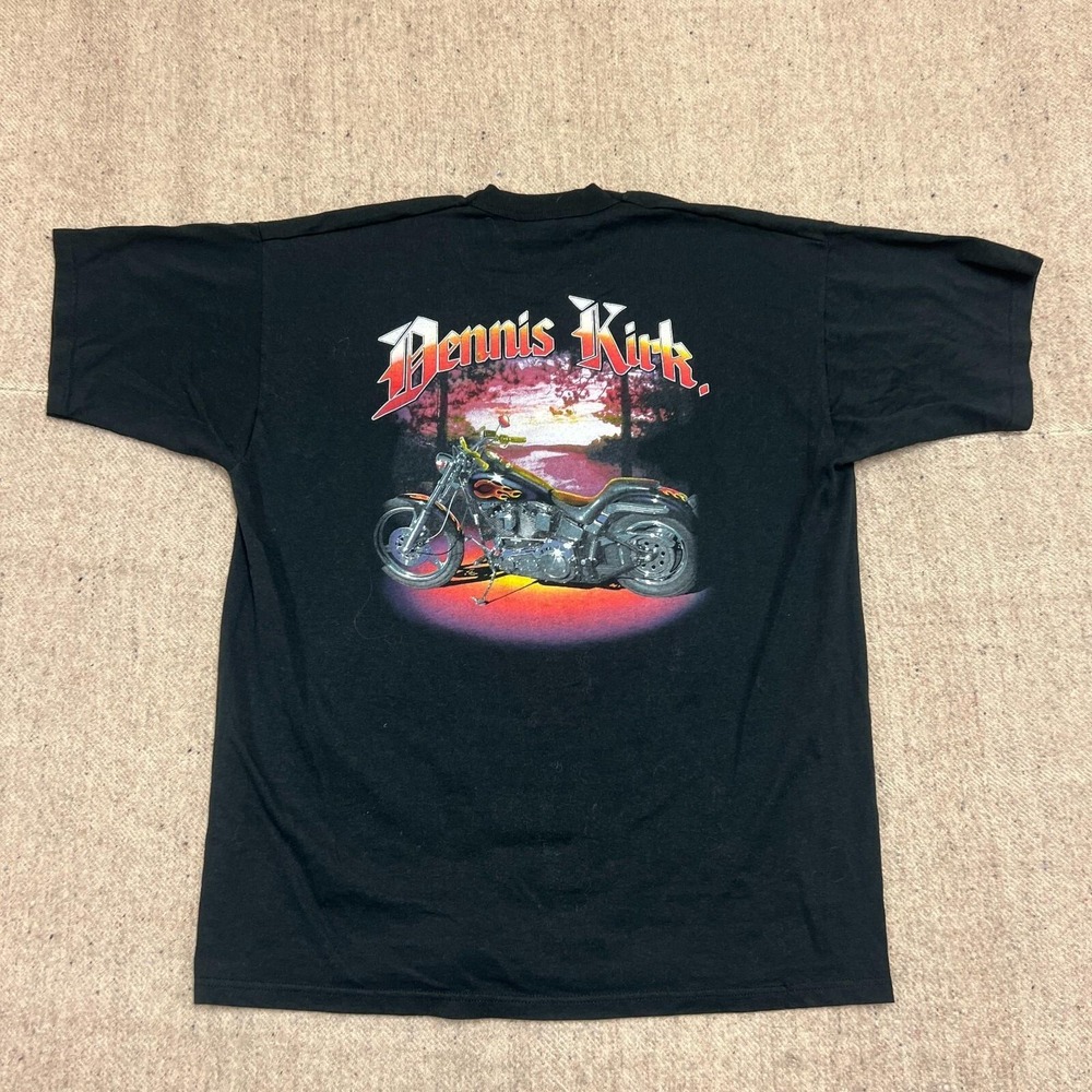 Vintage Dennis Kirk Shirt Mens XL Black 1990s Motorcycle Chopper